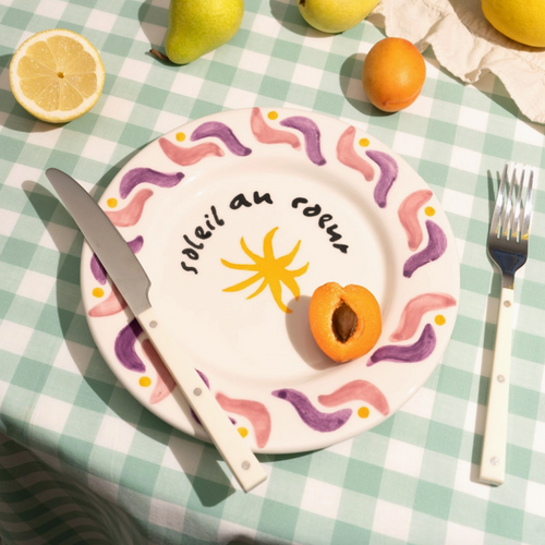 Assiette à dessert en céramique - soleil au coeur (x6)