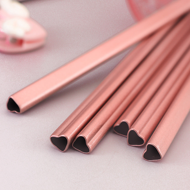 Paille en acier inoxydable - Pink Heart