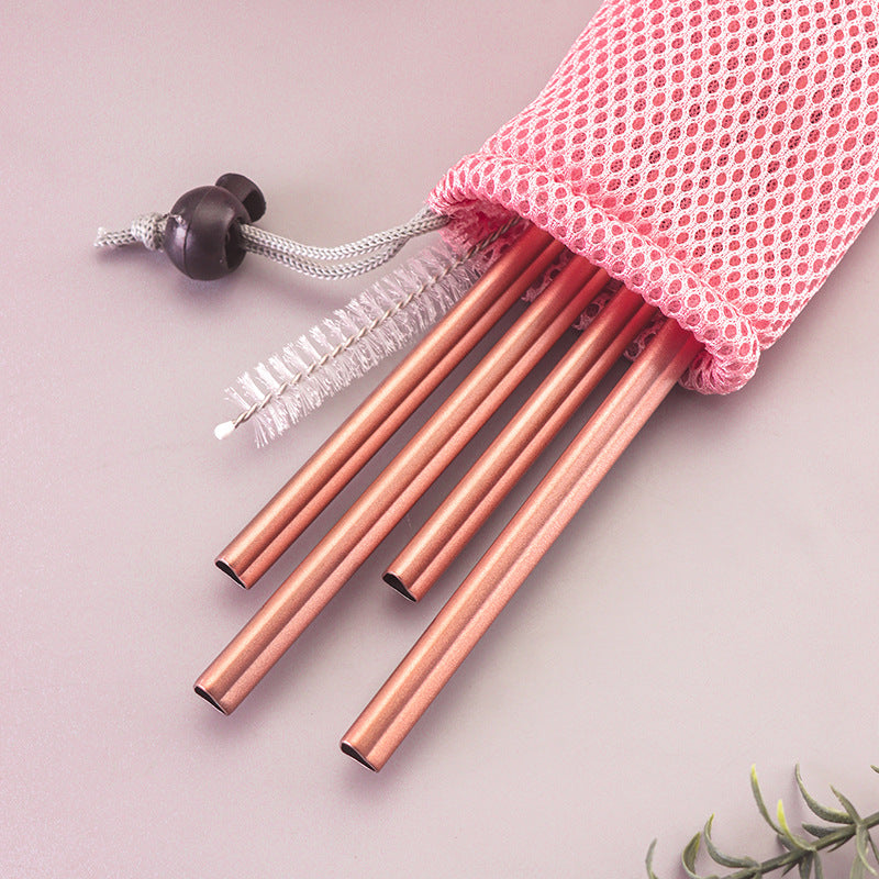 Paille en acier inoxydable - Pink Heart