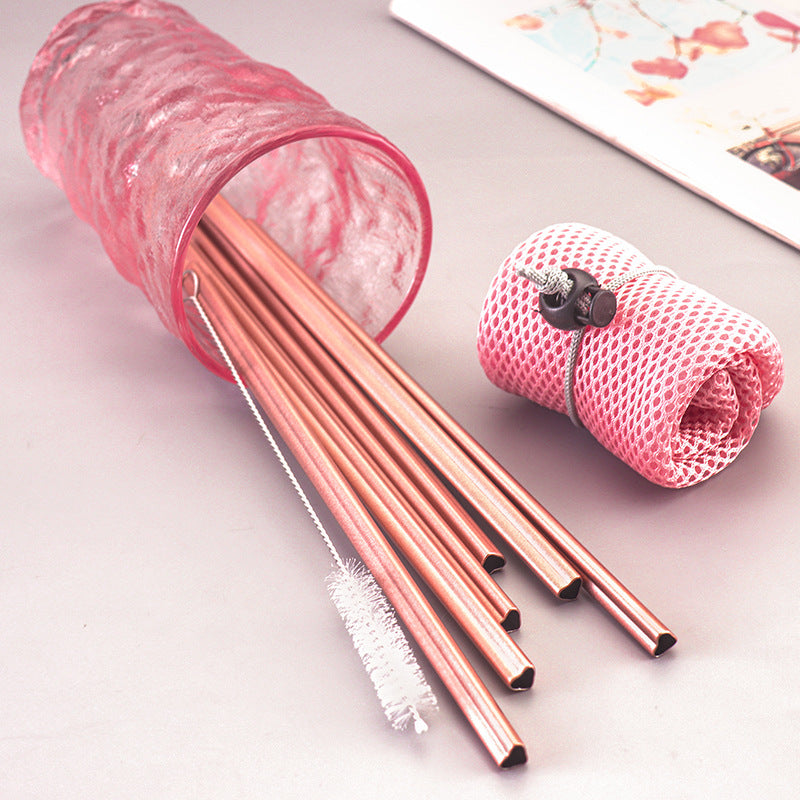 Paille en acier inoxydable - Pink Heart