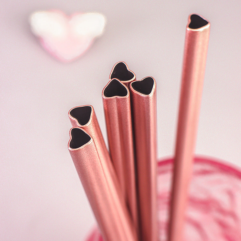 Paille en acier inoxydable - Pink Heart