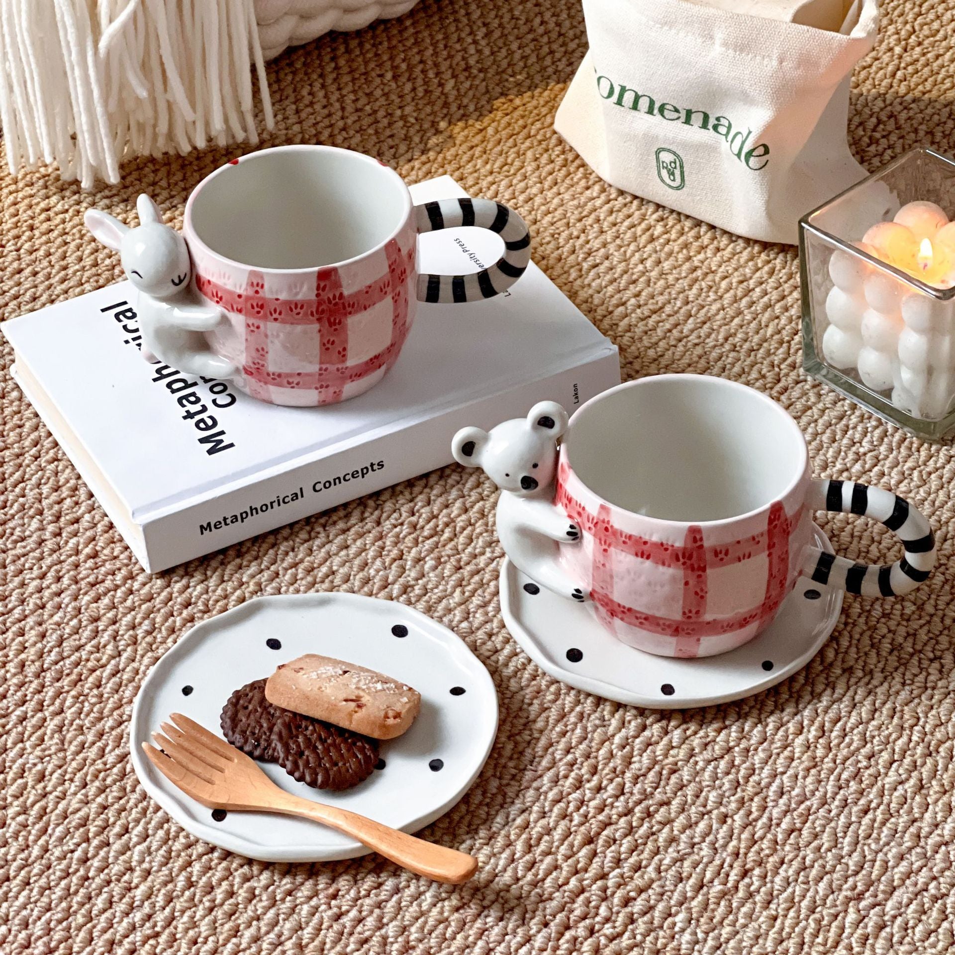 Tasse avec sous tasse - Vichy (lot de 2)