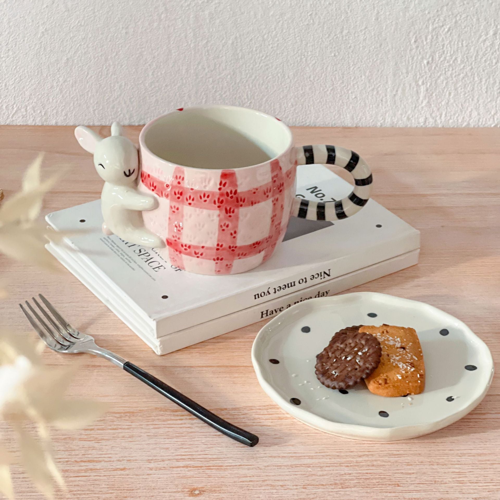Tasse avec sous tasse - Vichy (lot de 2)