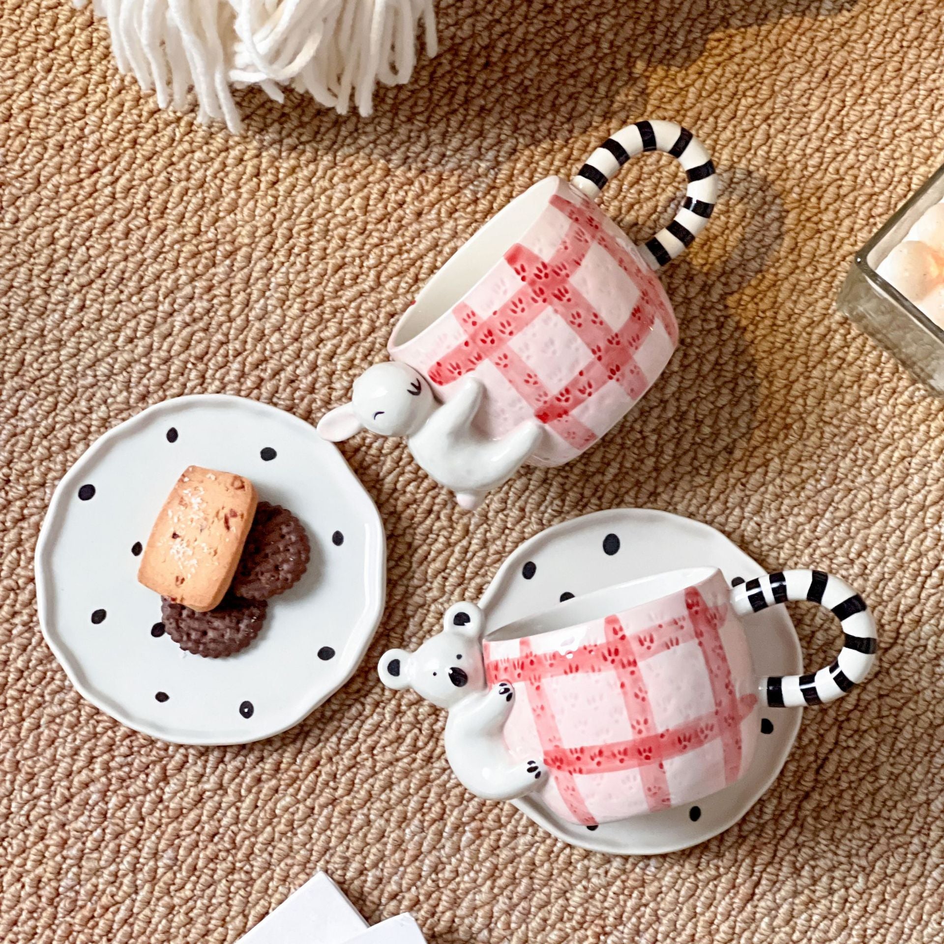 Tasse avec sous tasse - Vichy (lot de 2)