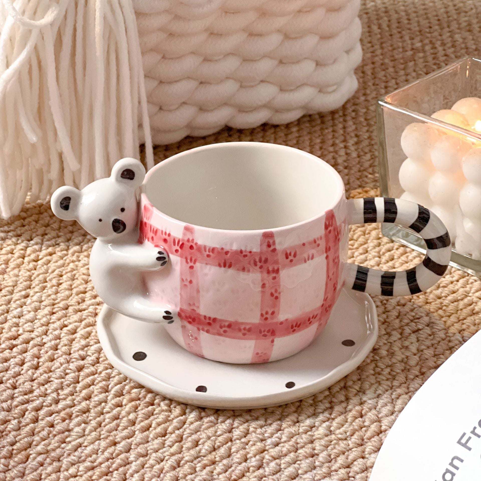 Tasse avec sous tasse - Vichy (lot de 2)