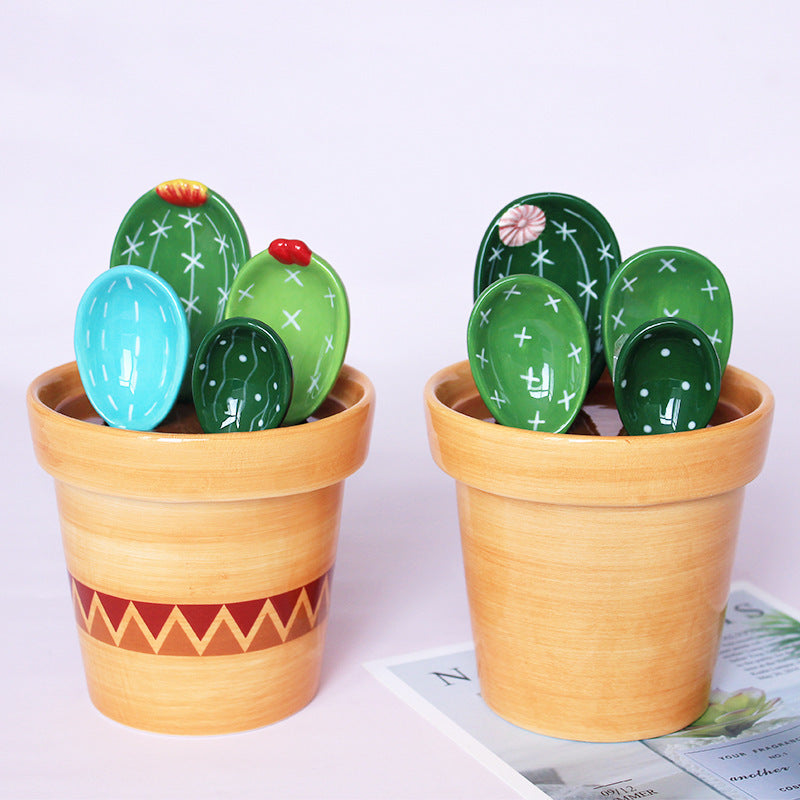 🌵 Pot en Céramique avec Cuillère – Cactus