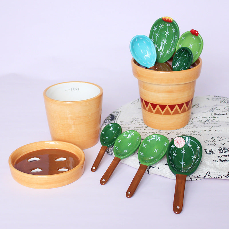 🌵 Pot en Céramique avec Cuillère – Cactus