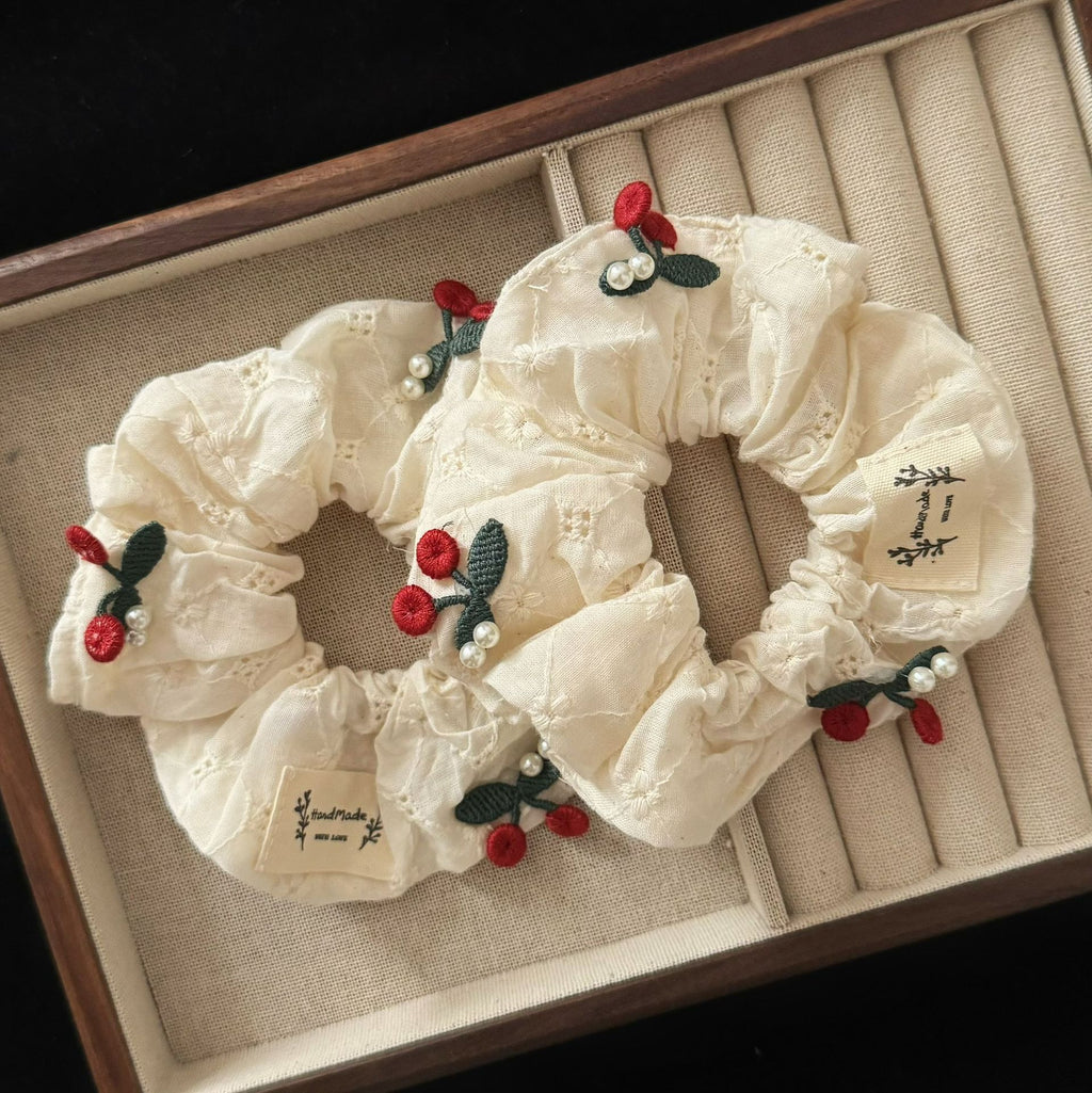 Chouchou dentelle & cerises