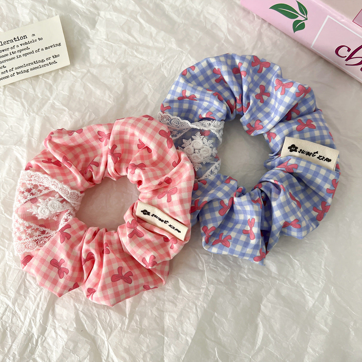 Chouchou - Vichy, dentelle & noeud