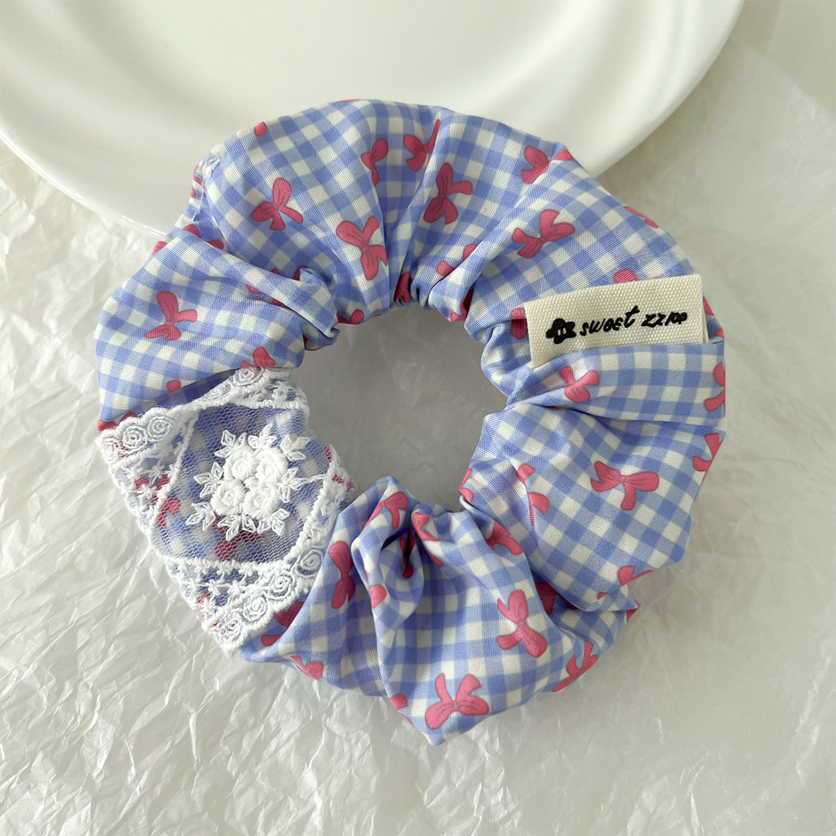 Chouchou - Vichy, dentelle & noeud