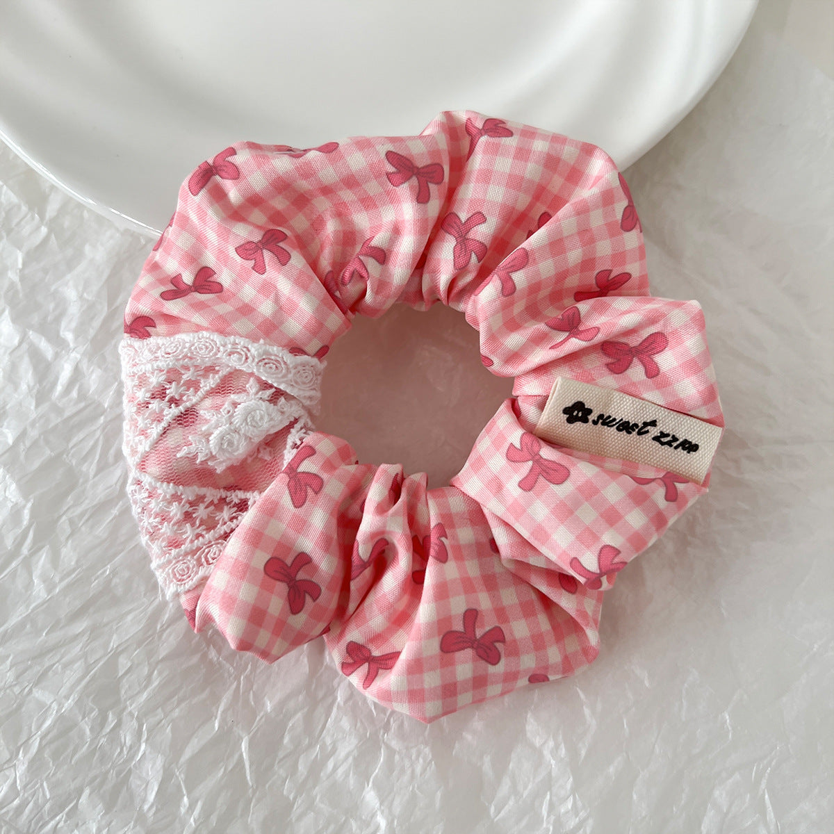 Chouchou - Vichy, dentelle & noeud