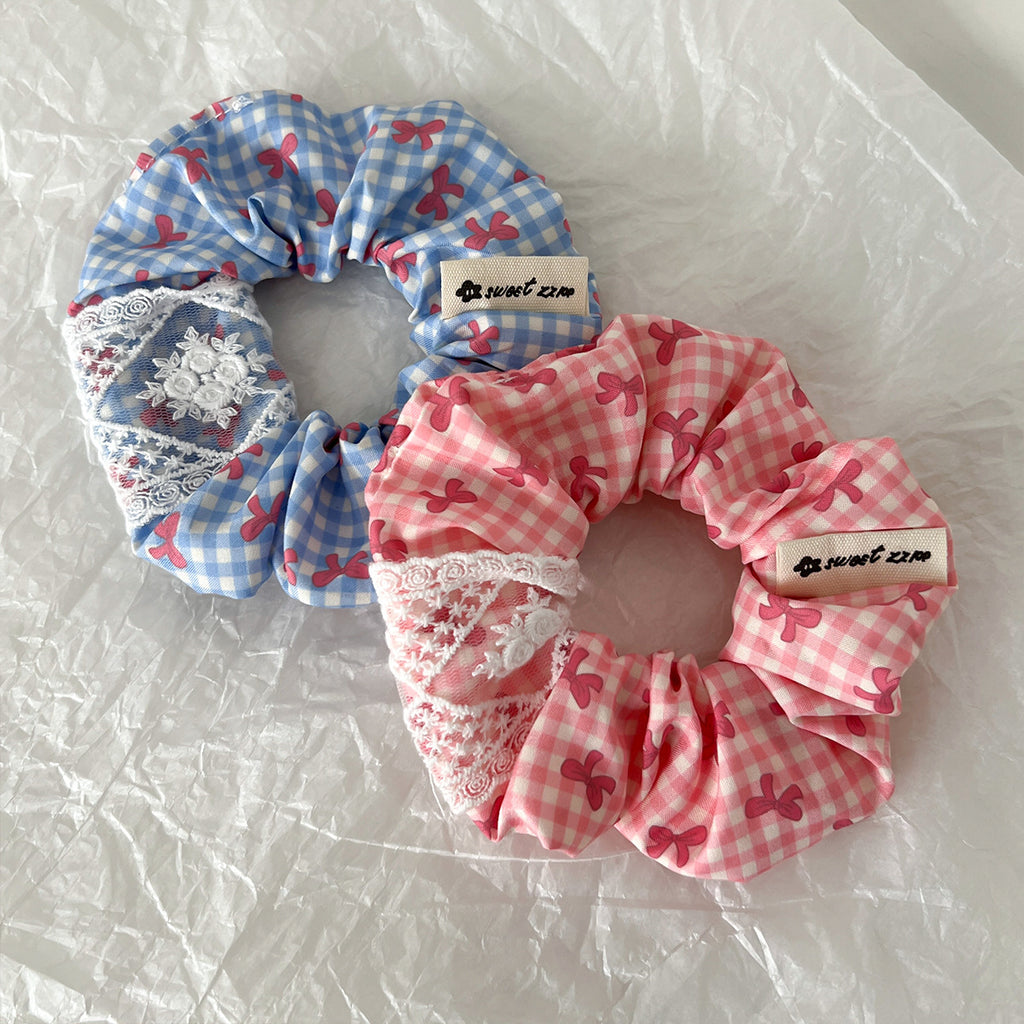 Chouchou - Vichy, dentelle & noeud