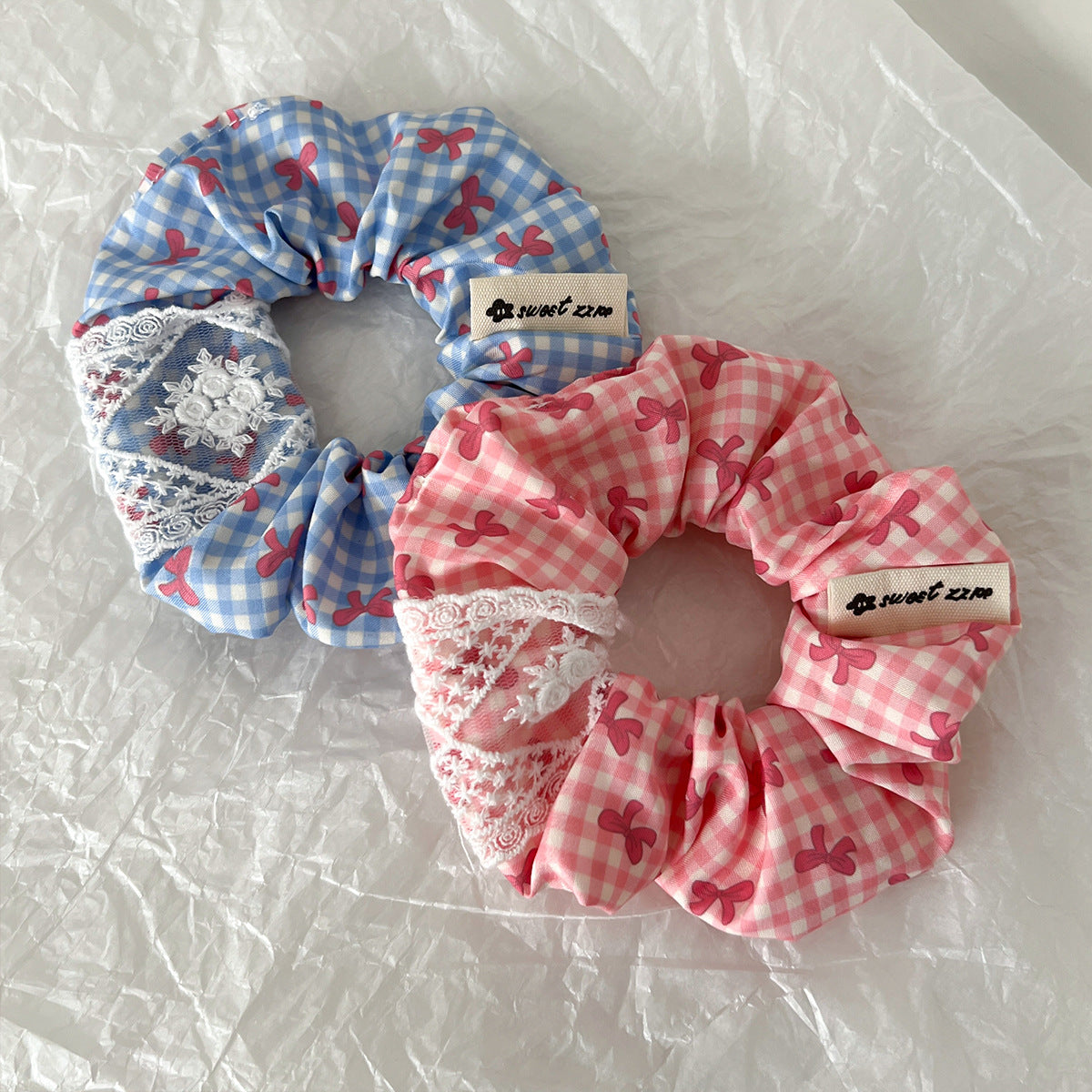 Chouchou - Vichy, dentelle & noeud